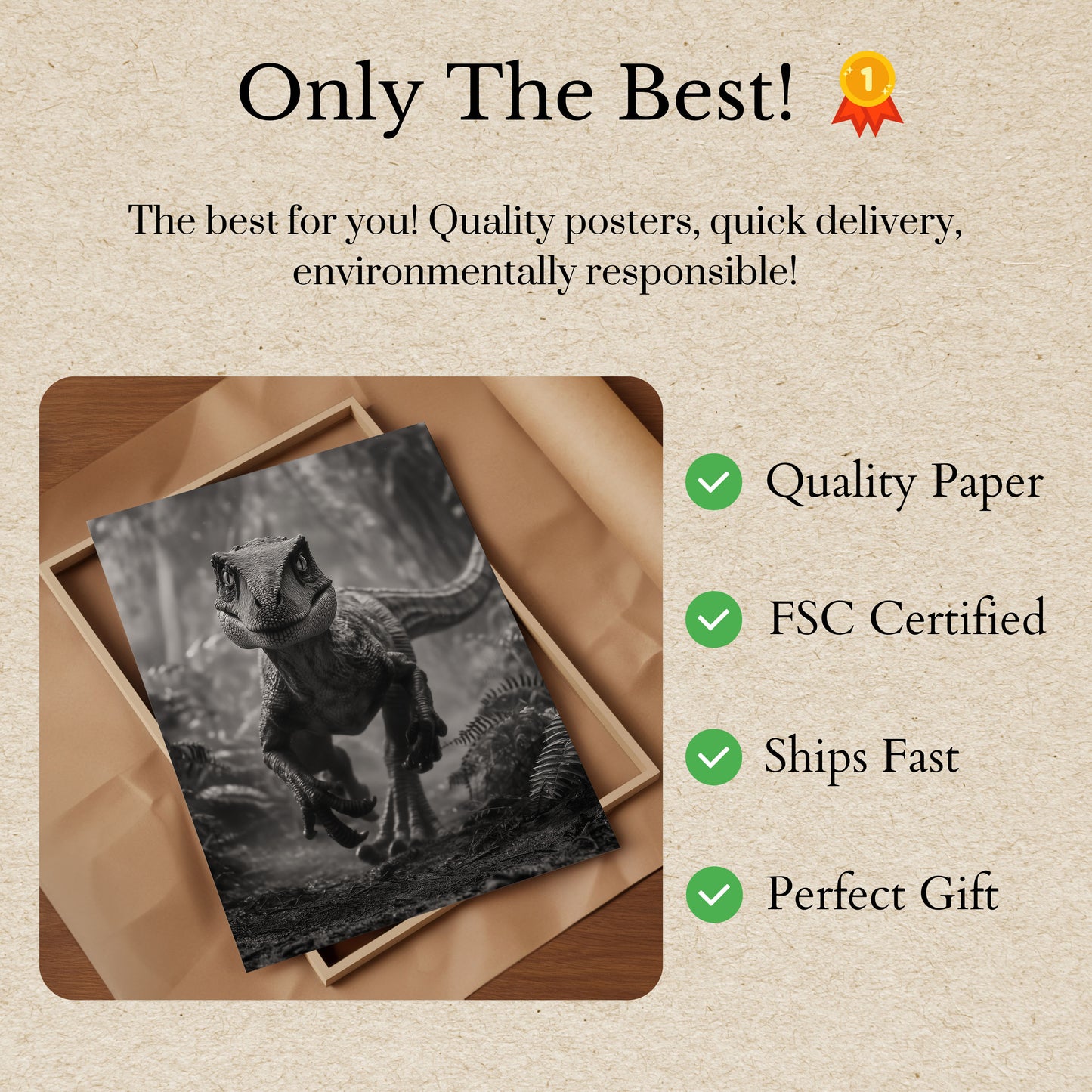 Póster de Velociraptor cazador prehistórico