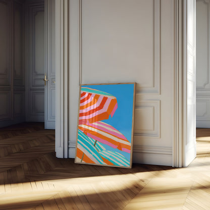 Bunt gestreifte Sonnenschirme Plakat