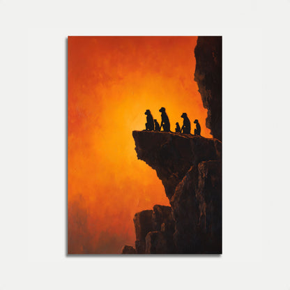 Affiche Silhouette Coucher de Soleil Famille Suricata