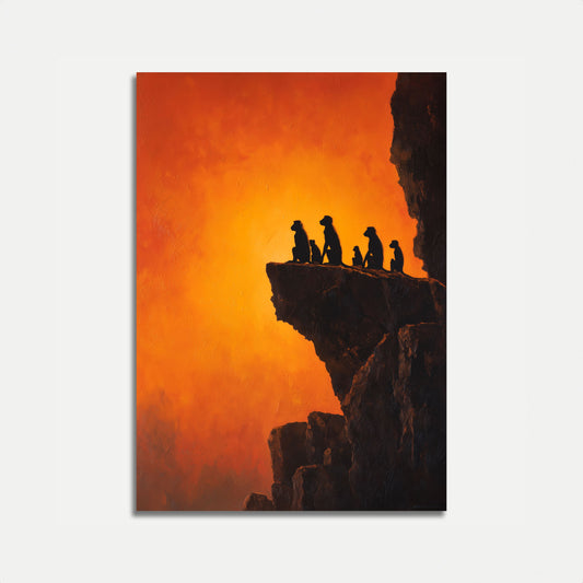 Erdmännchen Familie Sonnenuntergang Silhouette Poster