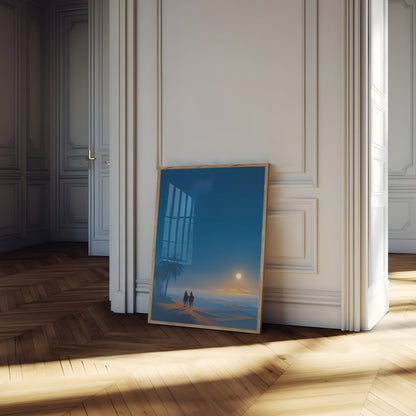 Affiche Caravane du Désert au Clair de Lune