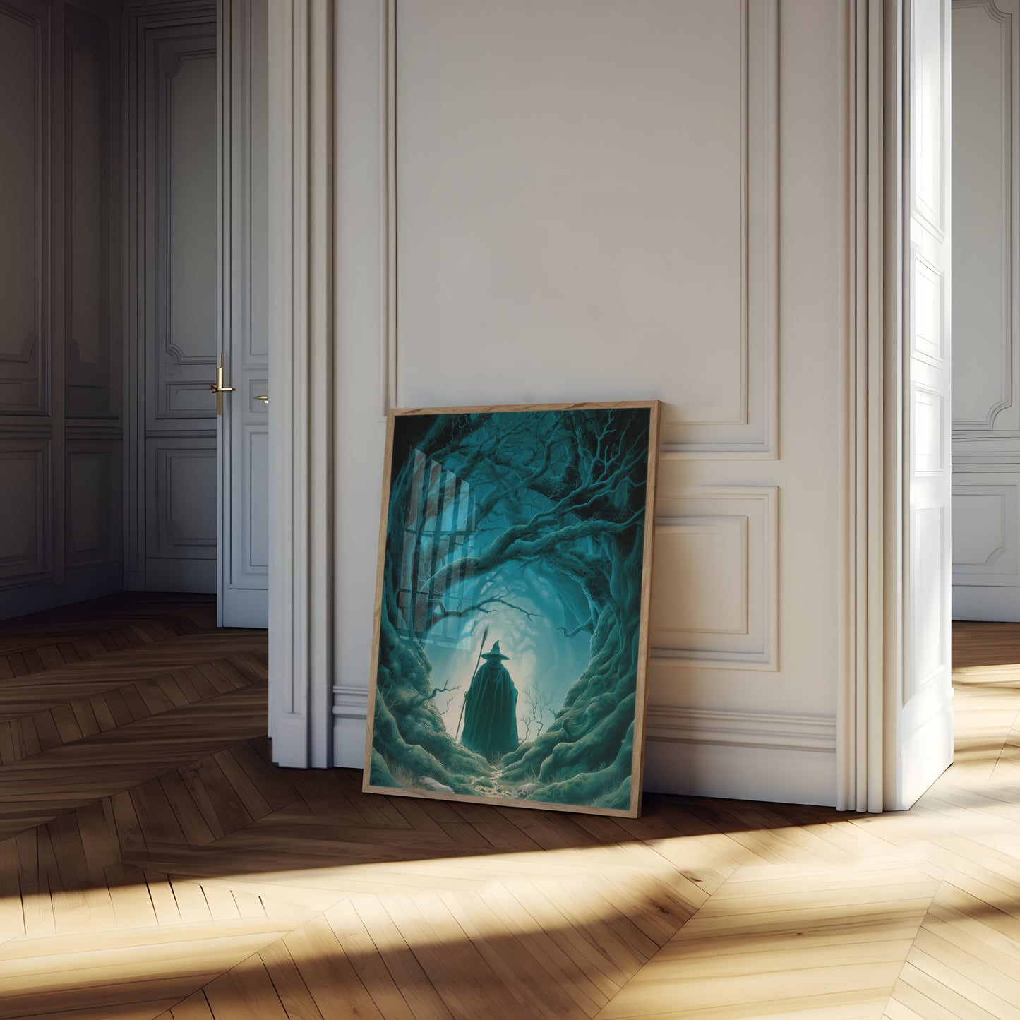 Wizard in Enchanted Forest Poster