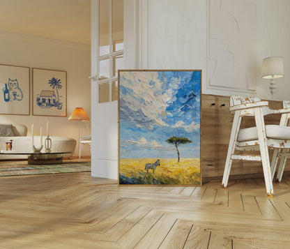 Lone Zebra African Savanna Poster