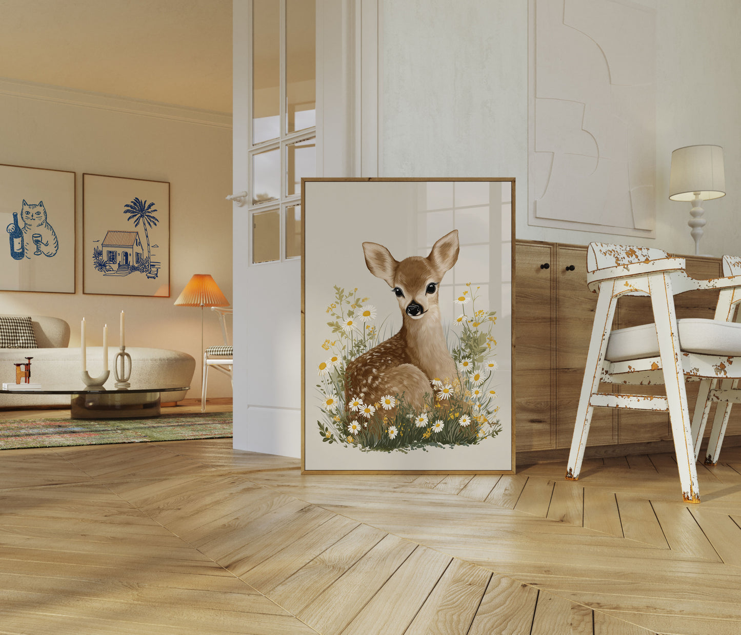 Plakat Jelenia Wśród Dzikich Kwiatów