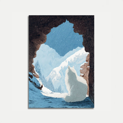 Poster della Caverna del Lupo sulla Montagna Innevata