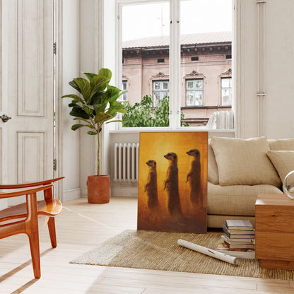 Meerkats in Golden Desert Poster