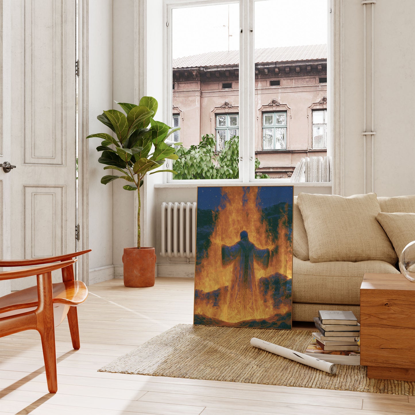 Mystisk troldmand i flammer plakat