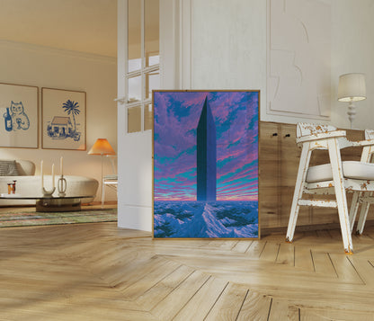 Pôr do Sol na Torre Futurista - Poster
