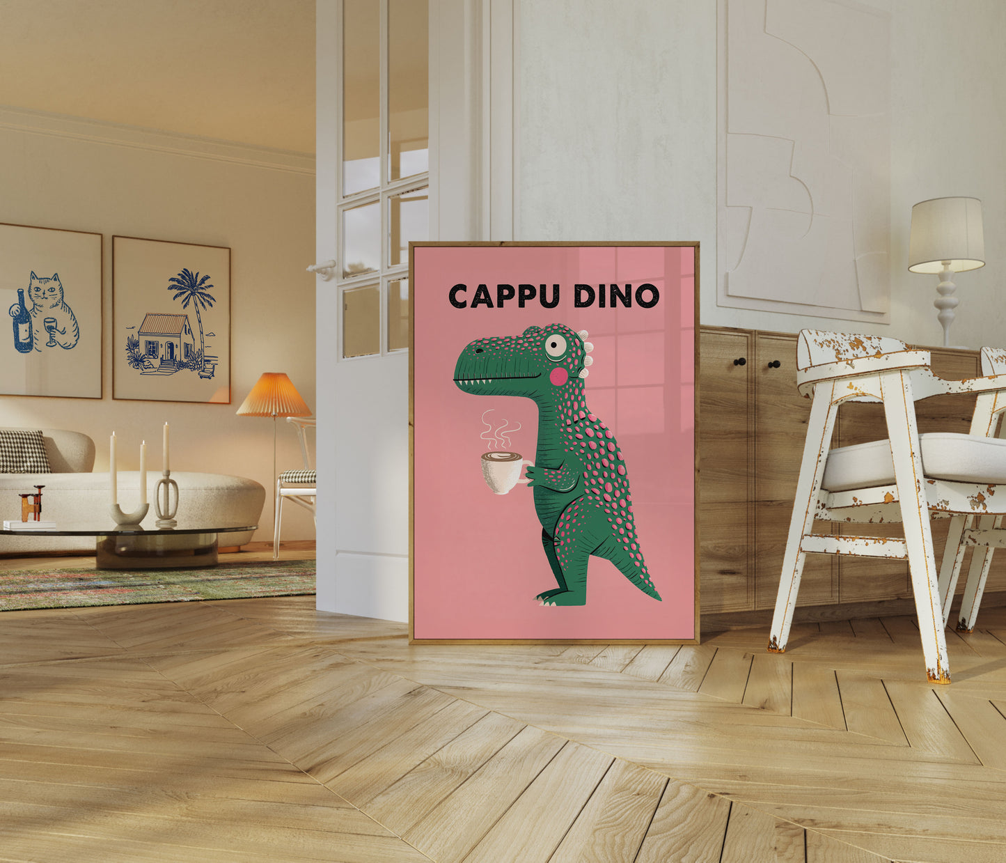 Cappu Dino Kaffee Dinosaurier Poster