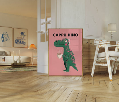 Cappu Dino Kaffee Dinosaurier Poster