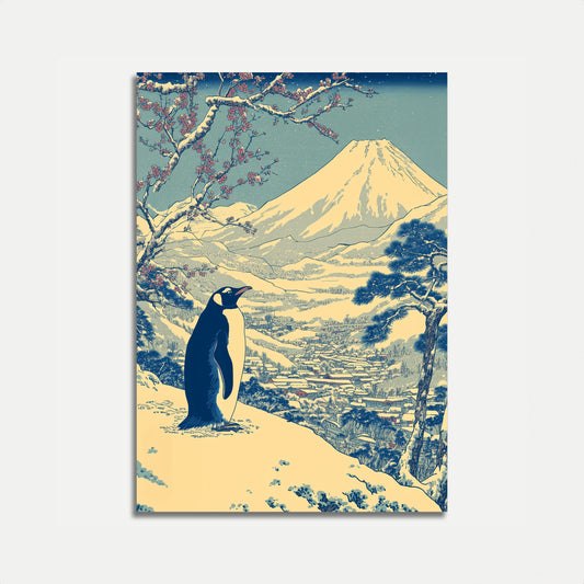 Penguin Mountain Landscape Poster