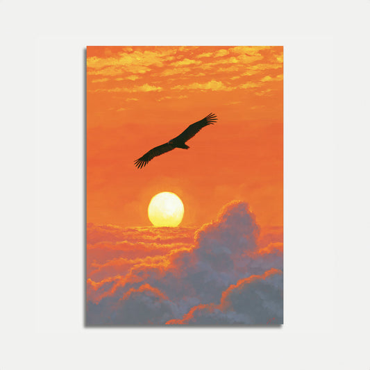 Eagle Soaring at Sunset Poster