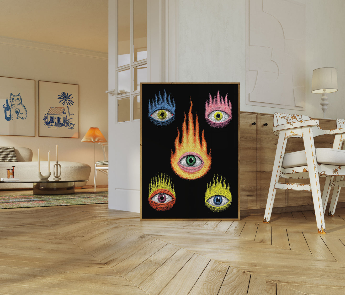 Surreal Flaming Eyes Poster