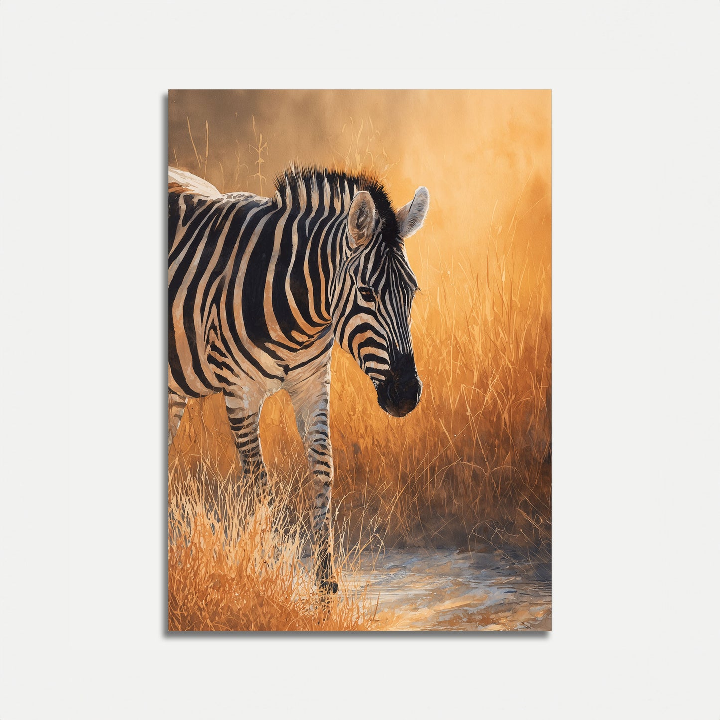 Golden Savanna Zebra Poster
