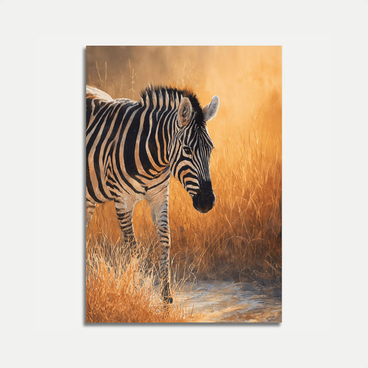 Golden Savanna Zebra Poster