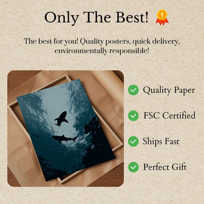 Ocean Predators Silhouette Poster