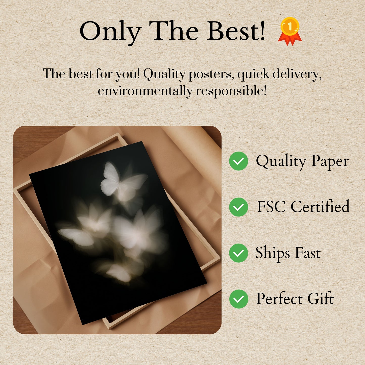 Ethereal White Butterflies Poster