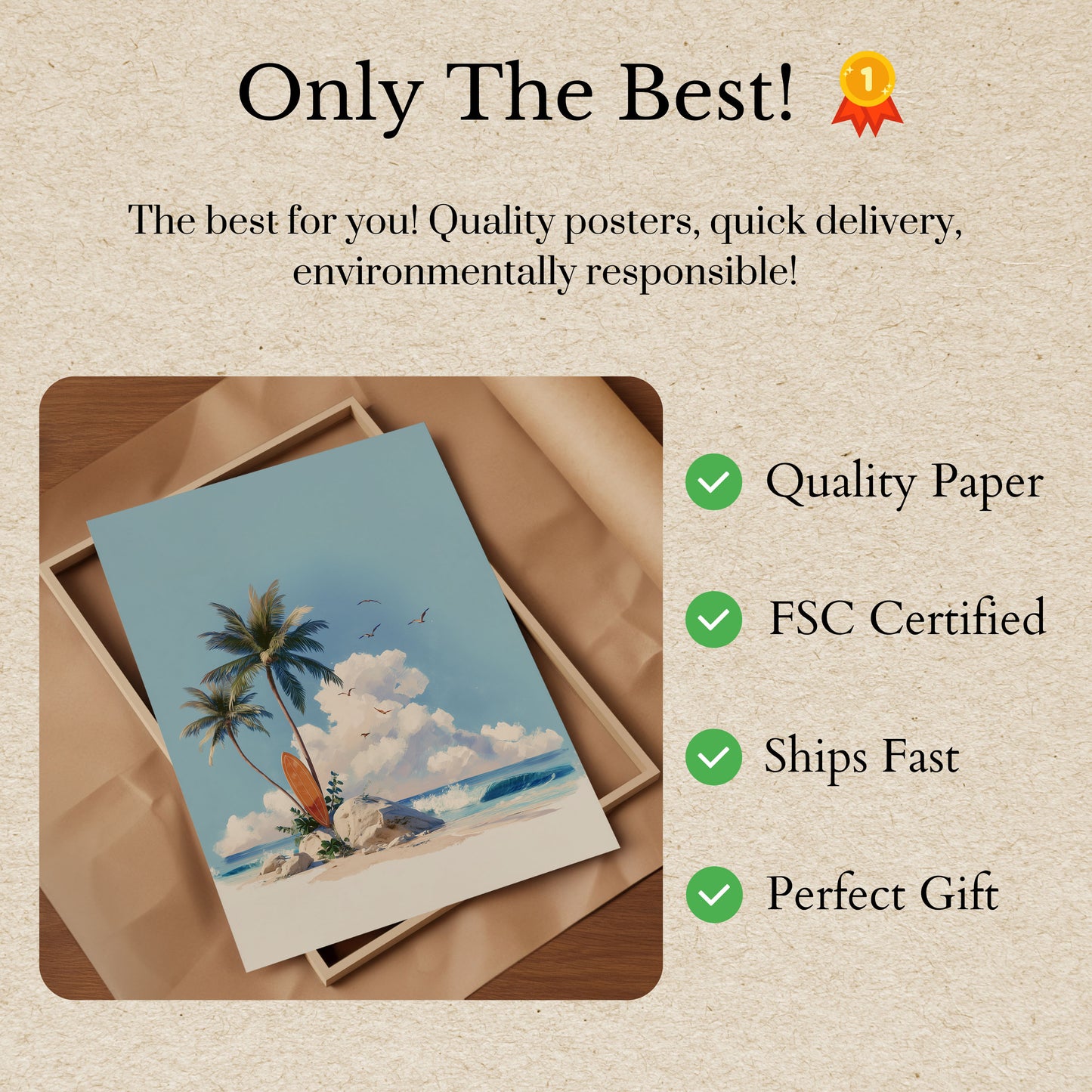 Tropical Surfing Paradise Poster