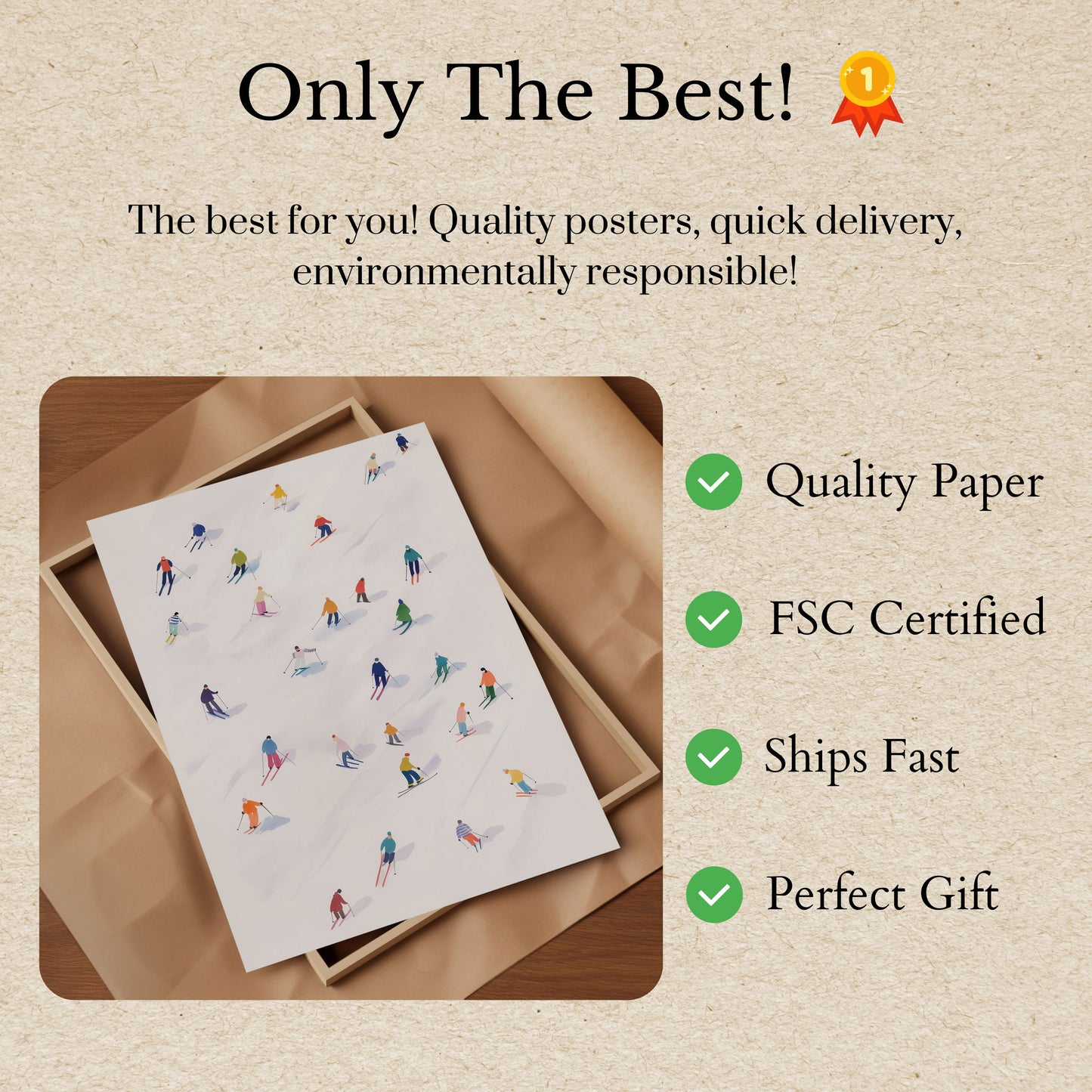 Colorful Ski Slopes Winter Poster