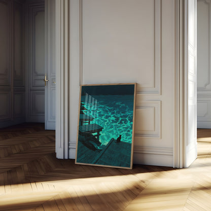 Bioluminescent Cat by the Bay Poster