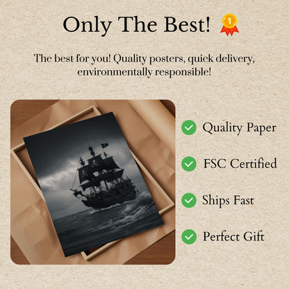 Dark Pirate Ship Sailing Poster