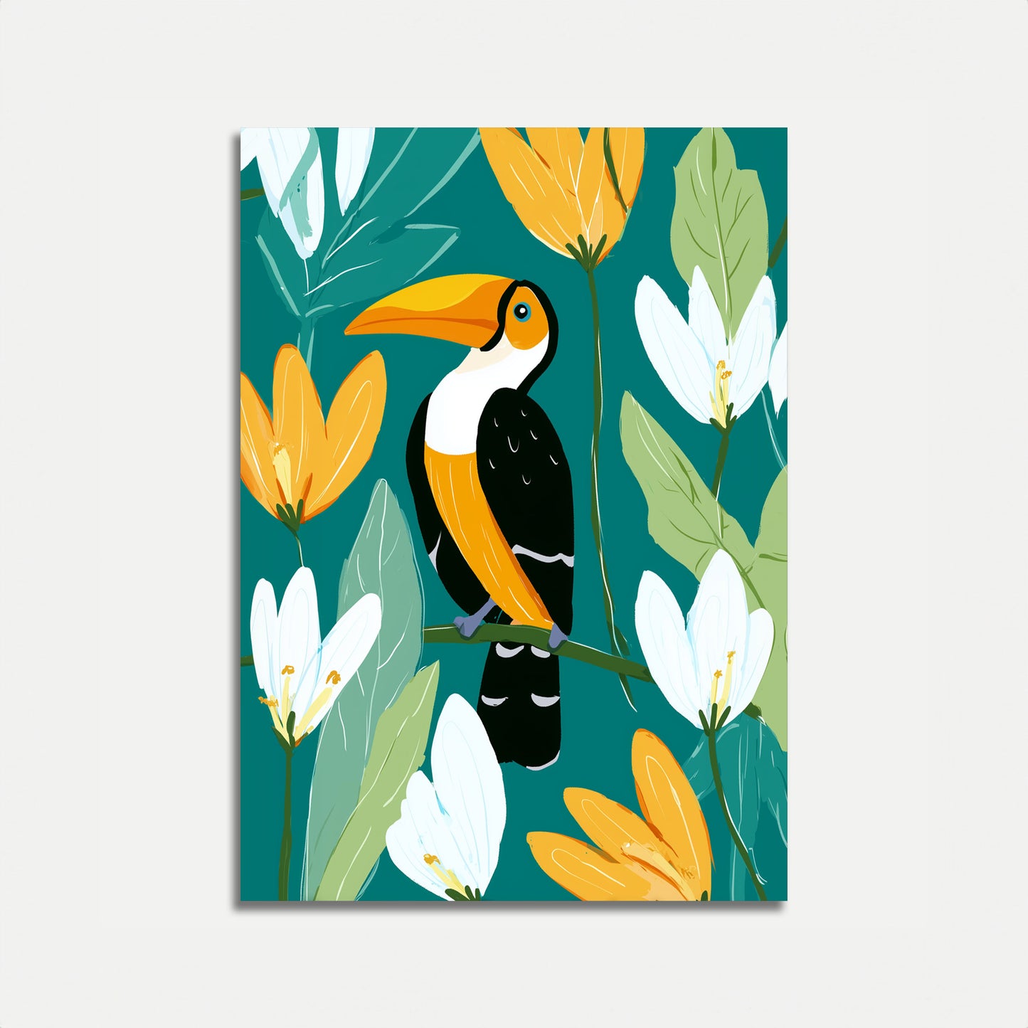 Poster botanico di tucano tropicale