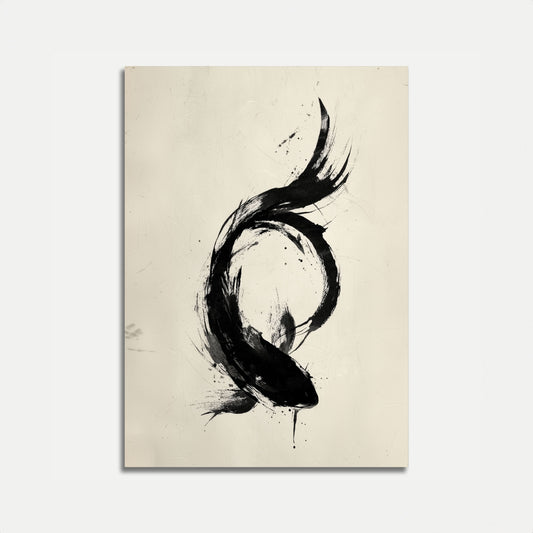 Plakát s černobílým koi rybou