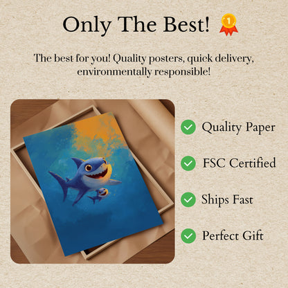 Happy Shark Family Ocean Poster