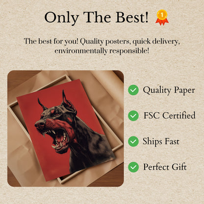 Affiche d'alerte rouge Doberman féroce