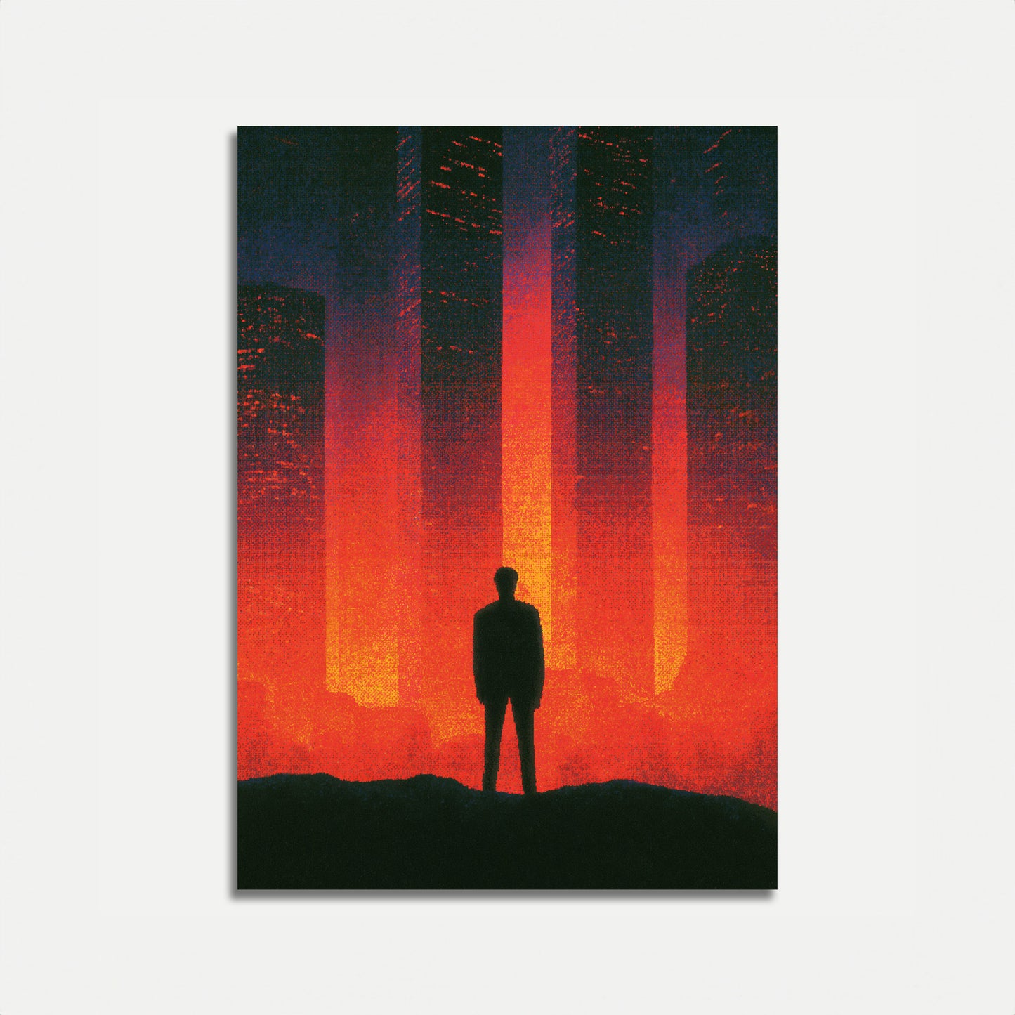 Solitary Figure in Red Light Poster