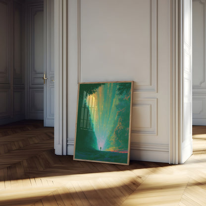 Poster: Figura Solitaria in Luce Divina