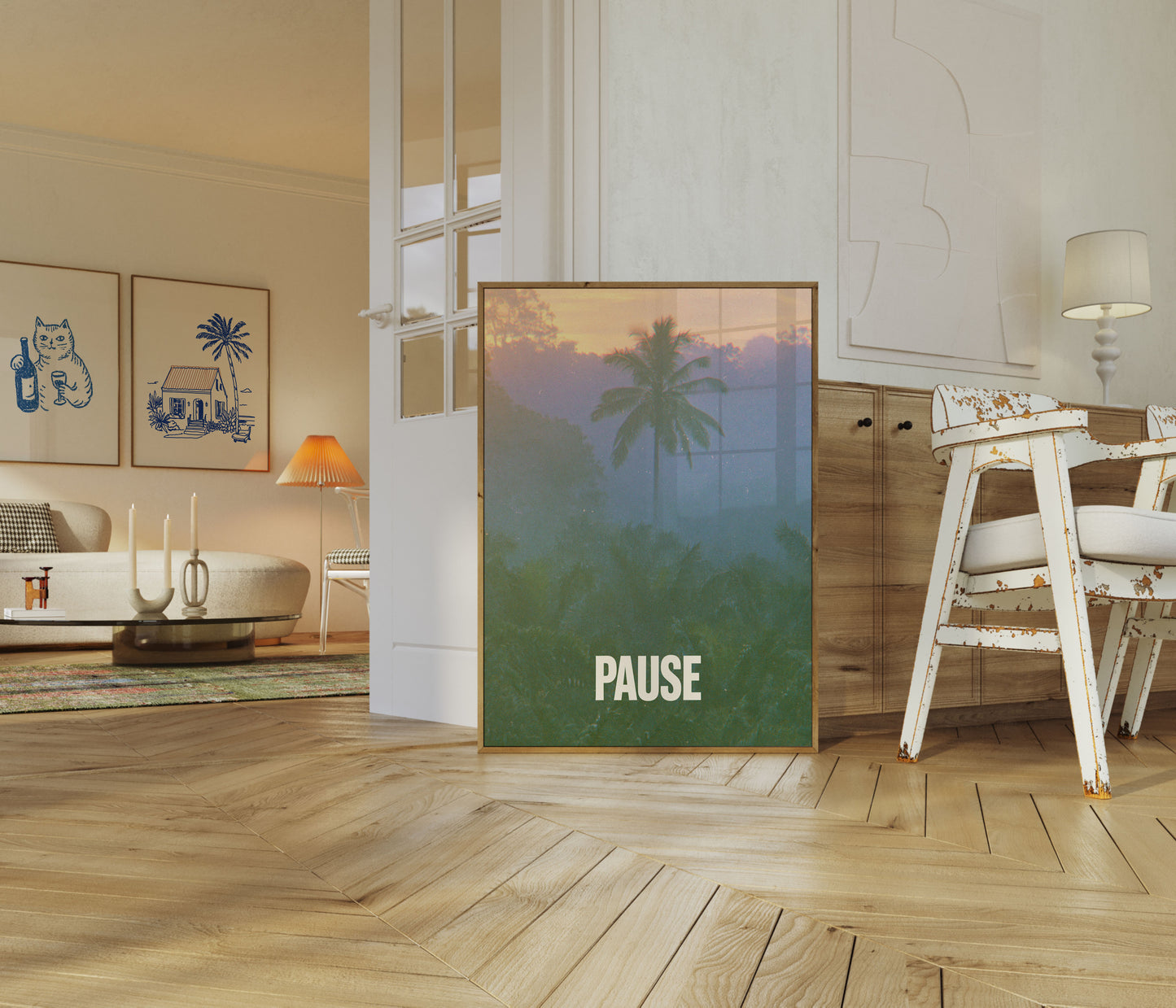 Poster Palma Giungla Nebbiosa