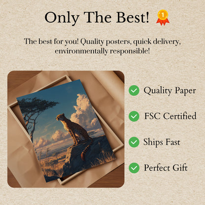 Majestic Cheetah Savanna Poster