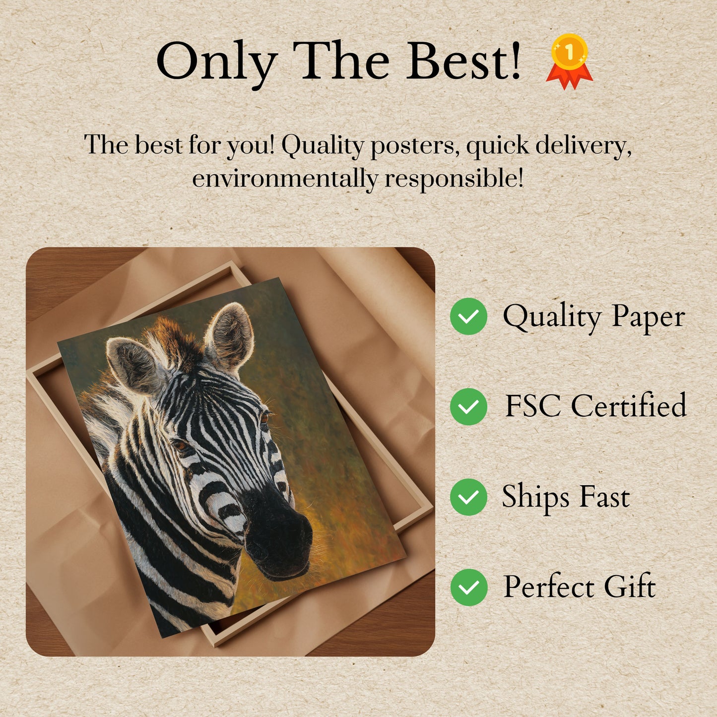 Majestic Zebra Portrait Poster