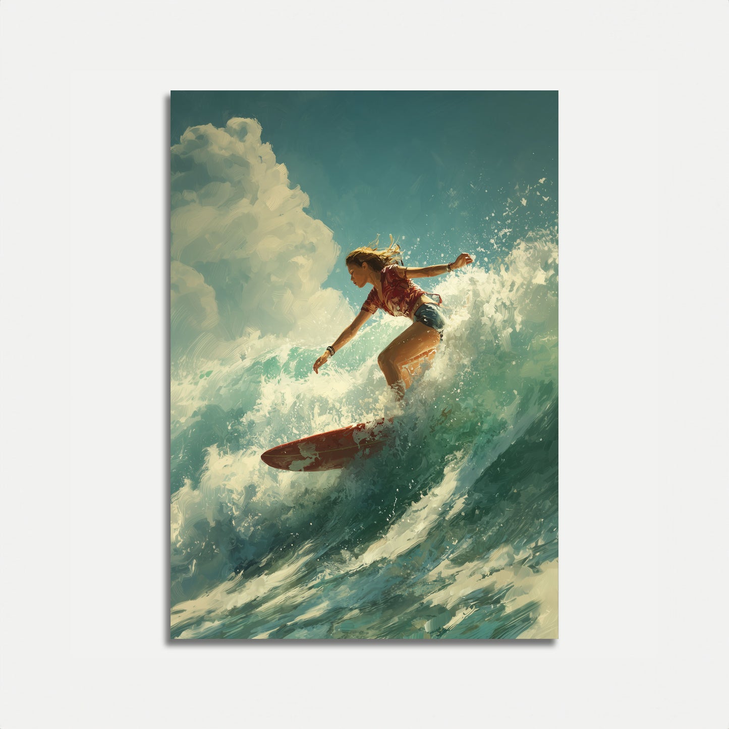 Ocean Wave Rider Surfing Poster