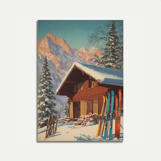 Alpint Ski-Hytte Landskabsplakat