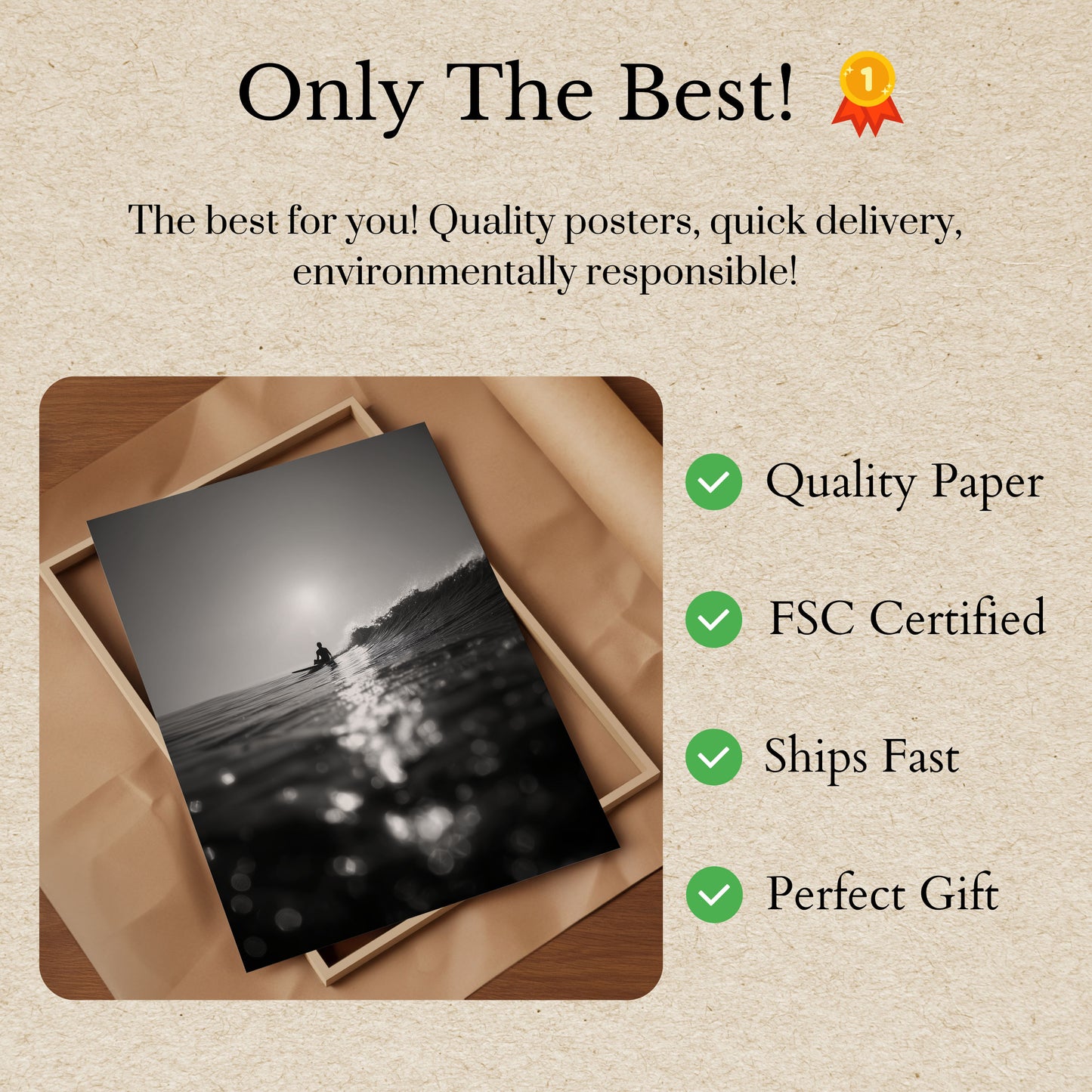 Cartel de Surfista Esperando Olas