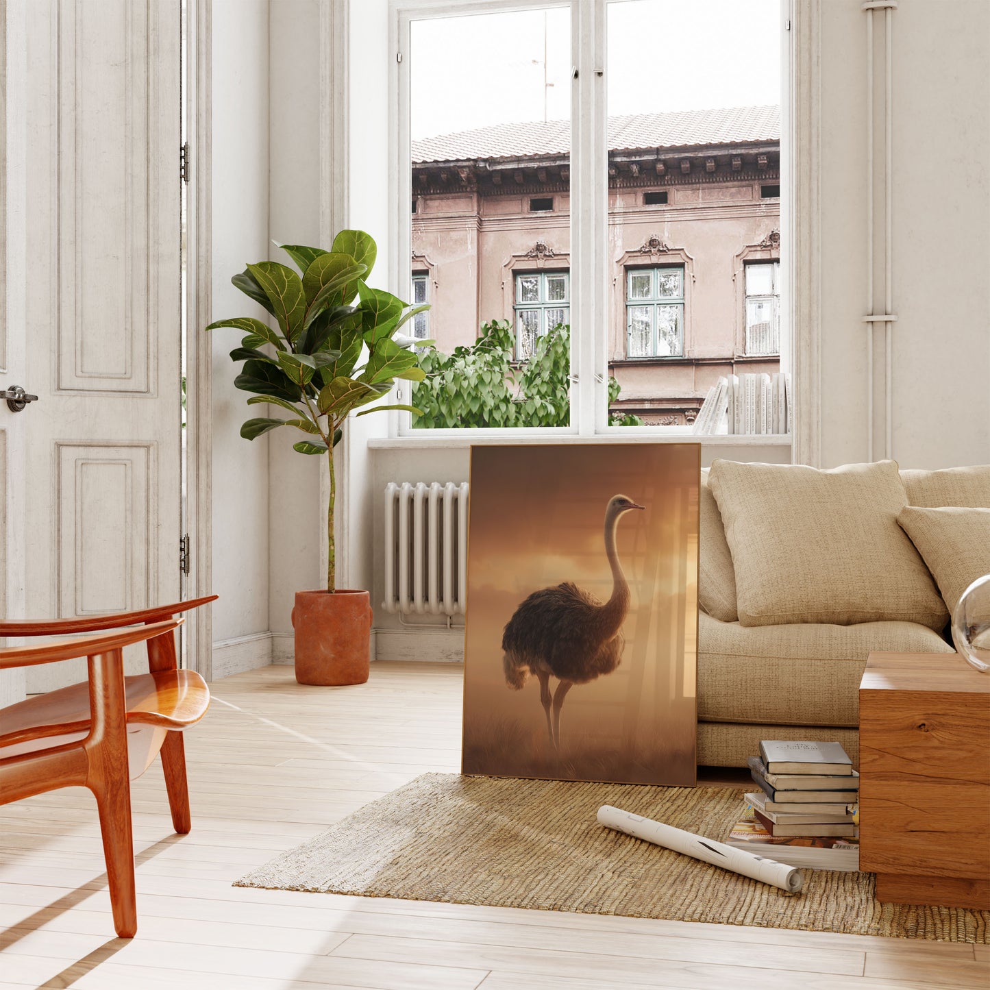 Elegant Ostrich Sunset Poster