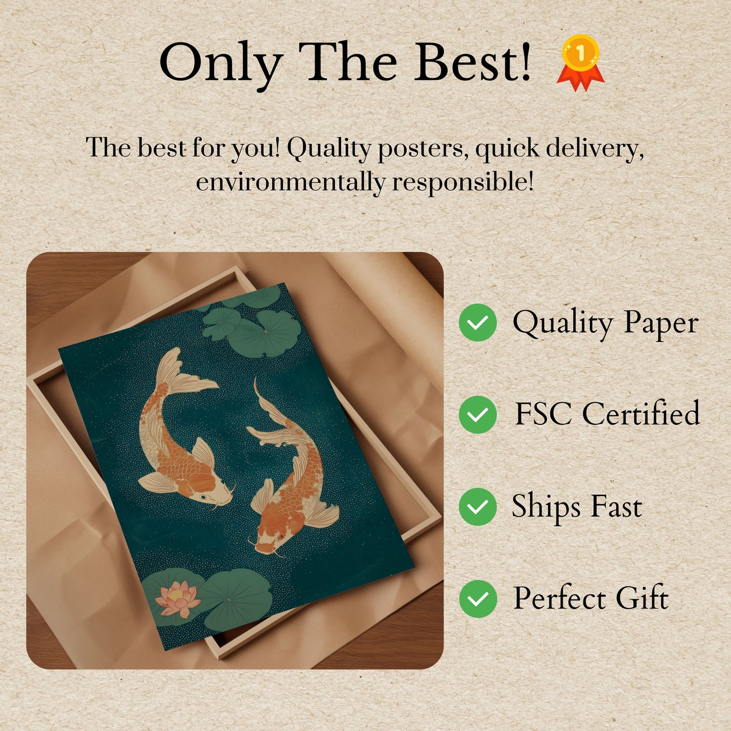 Póster de Peces Koi en Estanque de Lirios