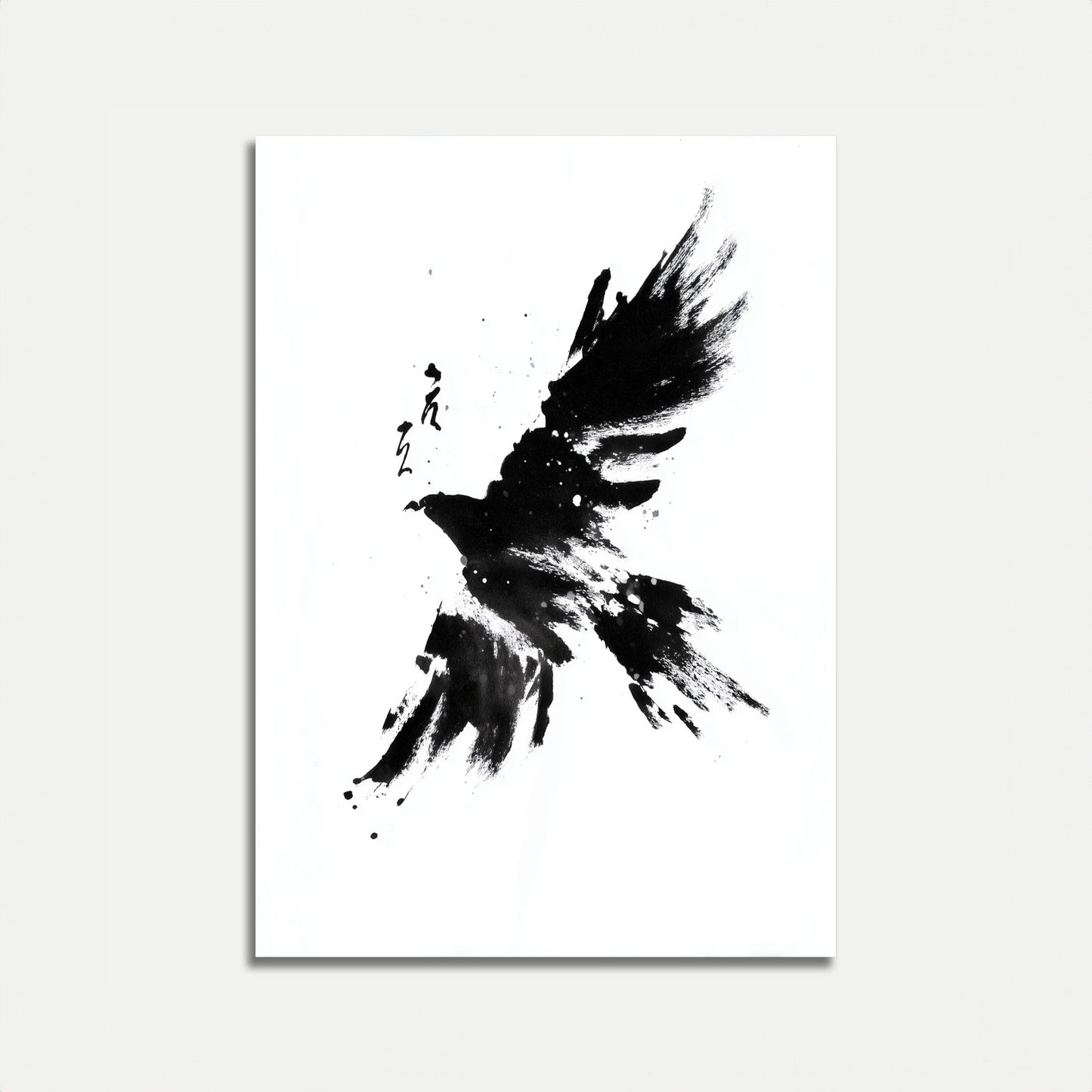 Dynamisk Sort Fugl Blæk Plakat