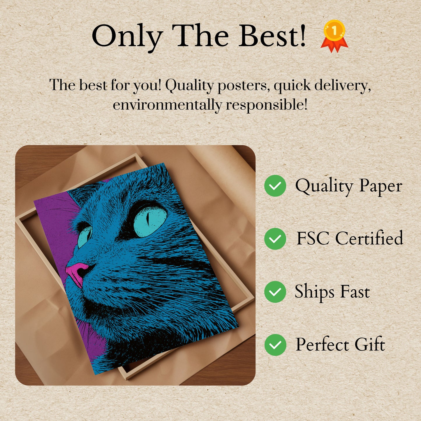 Blue Cat Pop Art Poster