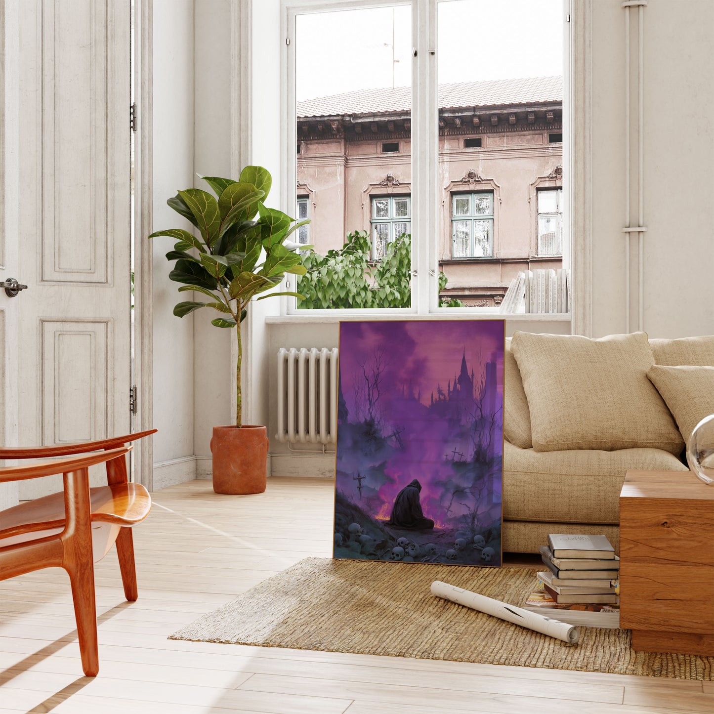 Dark Sorcerer in Mystical Ruins Poster