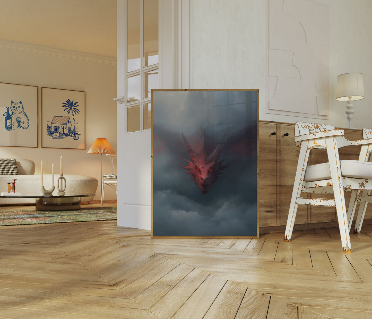 Crimson Dragon Storm Poster