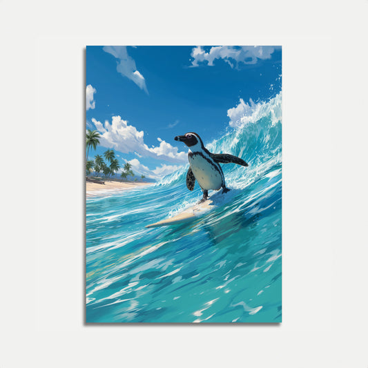 Surfing Penguin Beach Adventure Poster