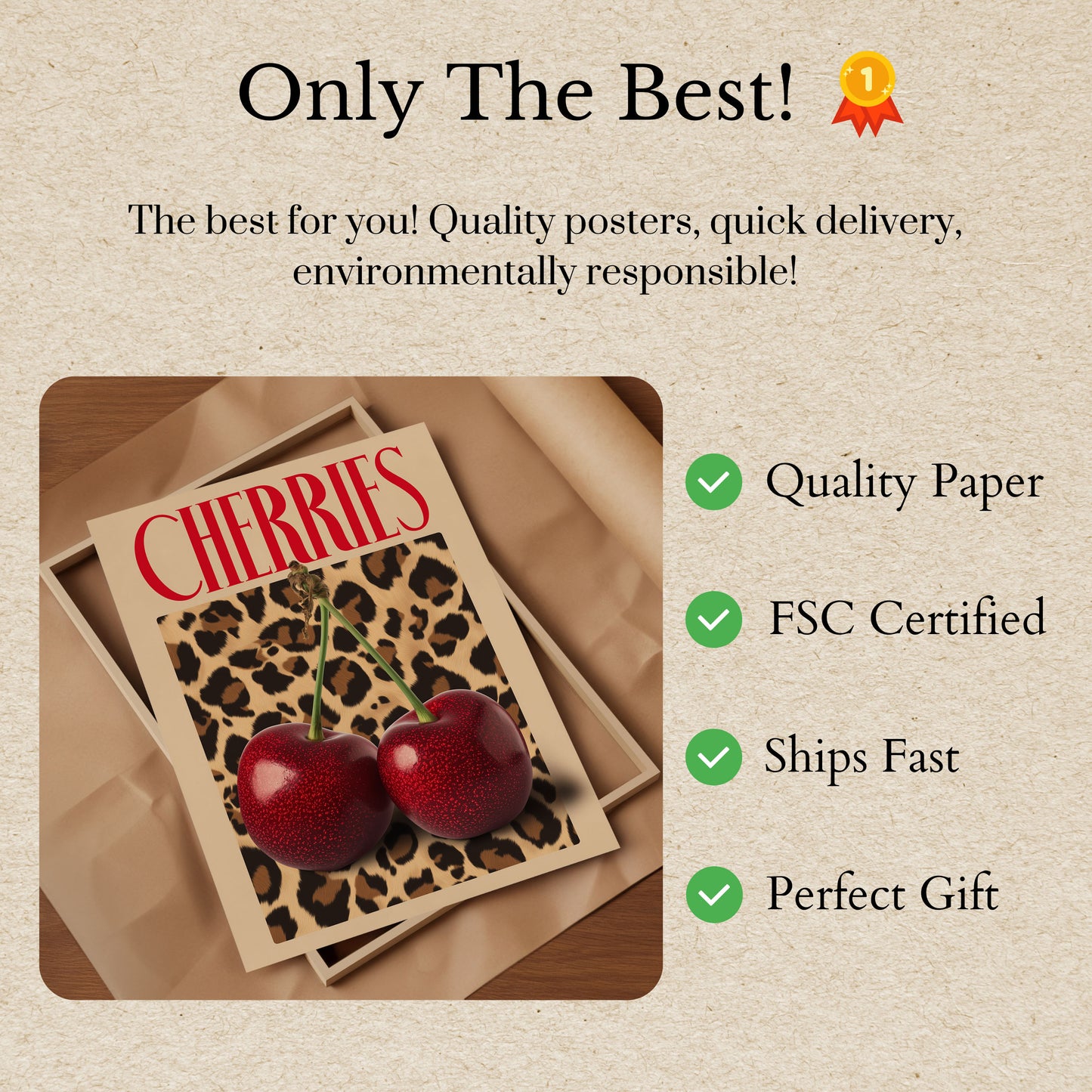 Luxurious Red Cherries Poster