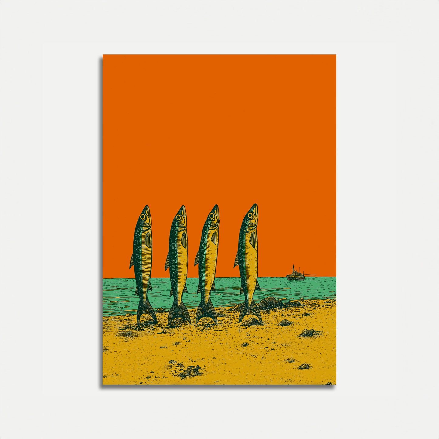 Surreal Swimmers Sea Poster
