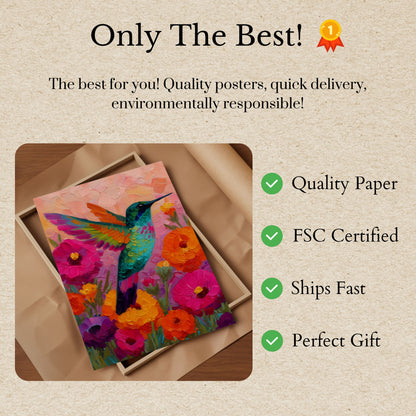 Vibrant Hummingbird Garden Poster