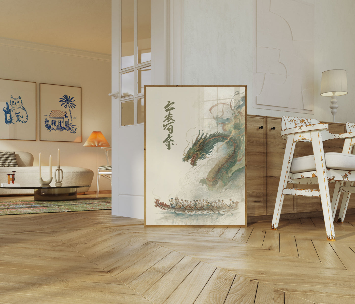 Póster de la majestuosa carrera de botes dragón