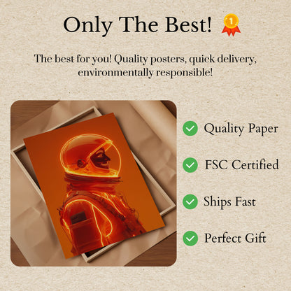 Burning Orange Astronaut Poster