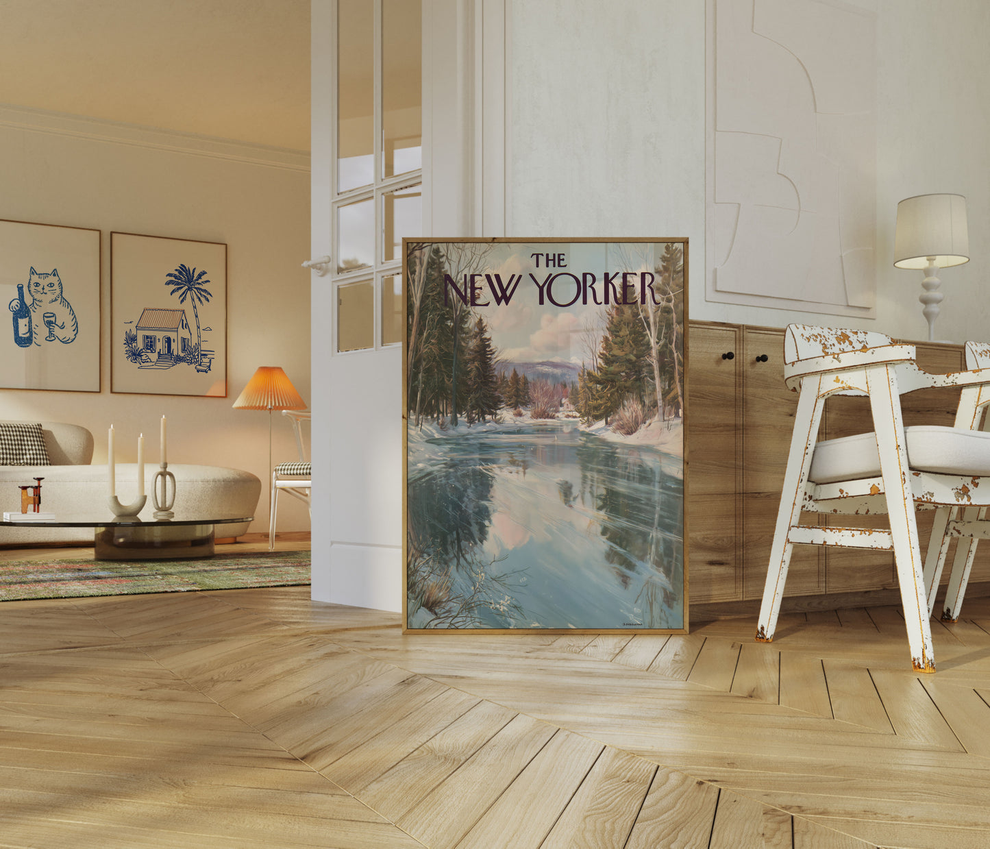 Serene Winter River New Yorker Poster